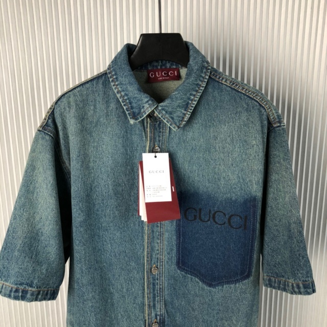 구찌 GUCCI 남성 데님 셔츠 반팔 GU5920