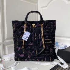 샤넬 CHANEL 데님 맥시 쇼핑백 AS3128 C2314